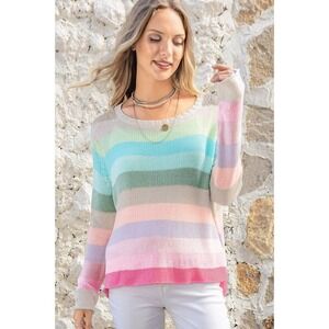 Wooden Ships Flower Market Sweater Women's Small Colorful Open Knit